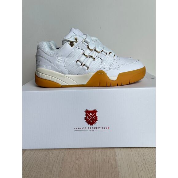K-Swiss x Anwar Carrots SI-18 White, Gold and Gum Sneaker Size 5M/6.5W - NEW - Picture 1 of 9